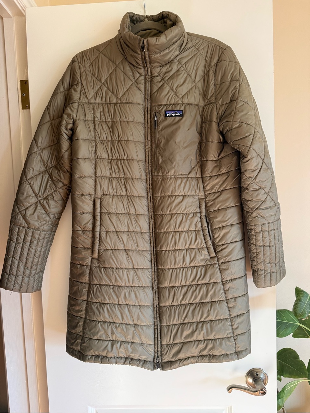 Patagonia Olive Green Quilted Long Puffer Jacket
